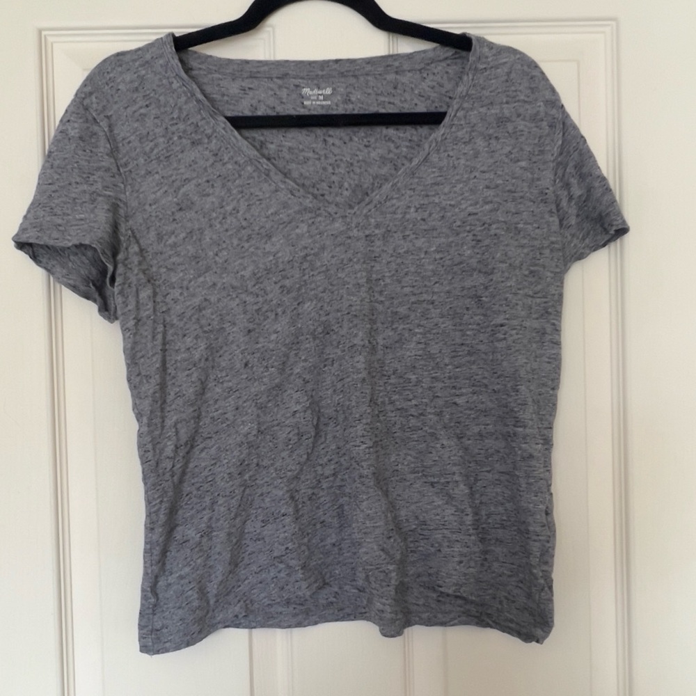 Gray V-Neck Women's Top